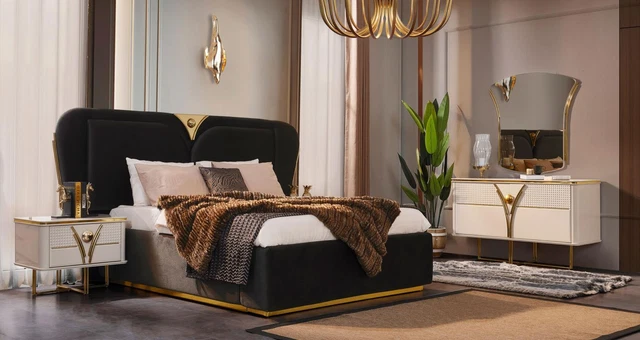 Juego de maquillaje cama doble dormitorio camas tela beige