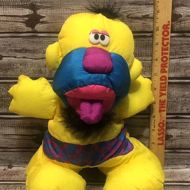 Vintage Fisher Price 1992 Yellow Caveman Puffalump Stuffed Grunts Plush Doll 7