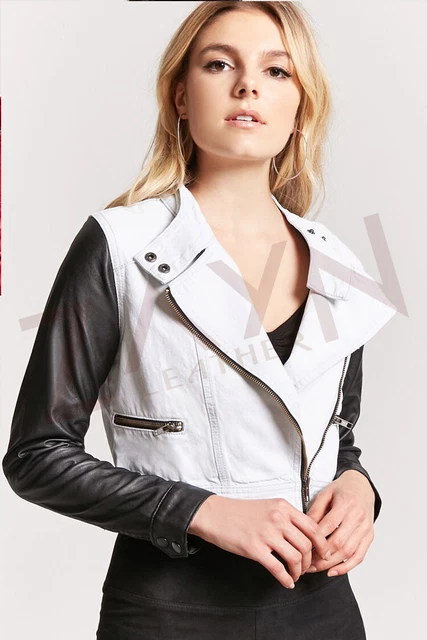 Donna Vera Pelle Corto Giacca Bolero Coprispalle Motociclista Motore Cappotto