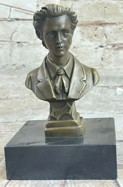 Signed Original Milo Chopin Polish Pianist Bronze Bust Art Deco Sculpture Statue