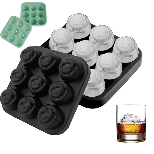 Ice Cube Trays Reusable 3D Rose Ice Molds Easy-Release Silicone & Flexible  1/4 Grids Ice Cube Maker Fun Ice Ball Maker for Freezer, Ice Cream,Party  Whiskey Cocktail,Cold Drink