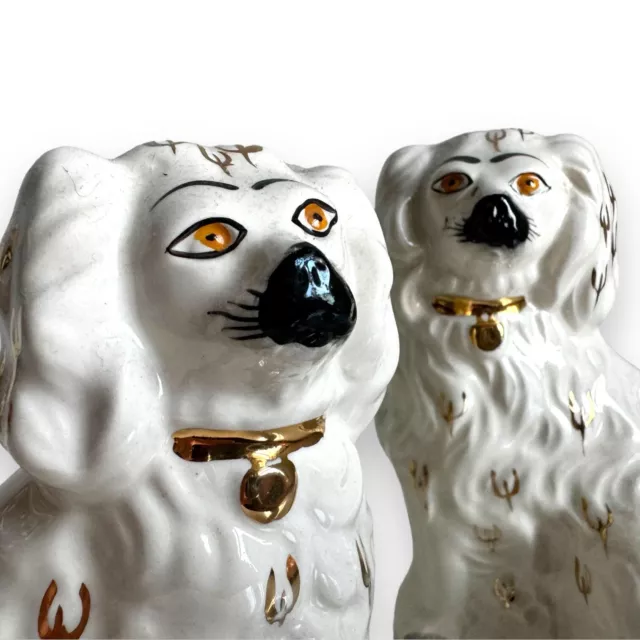 Beswick Staffordshire China Dogs X2 Set Pair King Charles Spaniel Mantel vintage 2