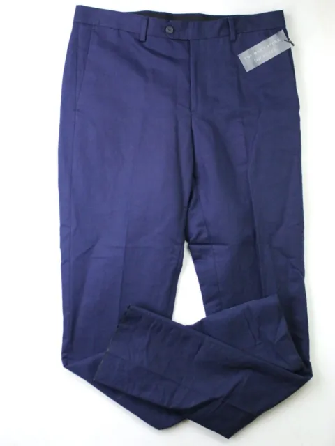 Mens Store Bloomingdales Cotton & Linen Slim Fit Size 38 Dress Pants Navy Blue