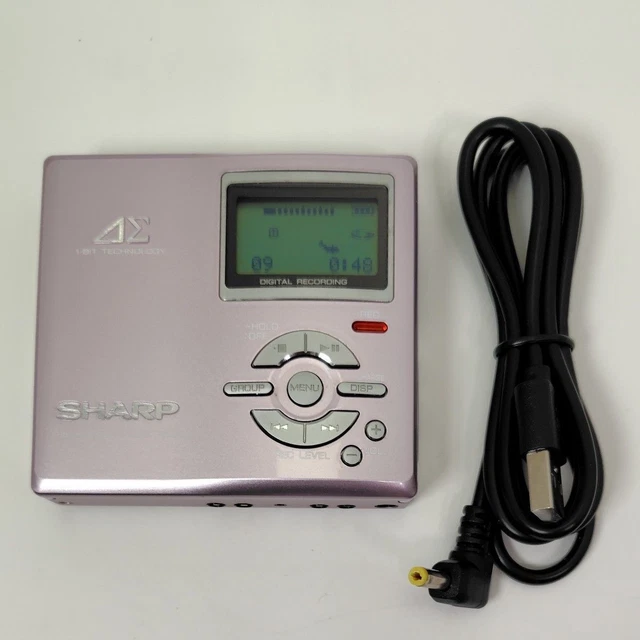 SHARP AUVI MD-DR77-S MiniDisc Recorder Silver MDLP 1-Bit Fully