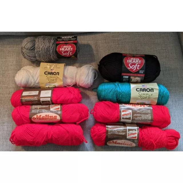 Simply Soft Caron Yarn Color Autumn Red Crochet Knit Lot of 2 NWT