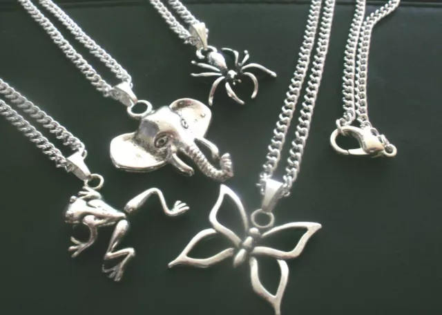 10 Silver Plated Necklaces with Mixed Animal Pendants Wholesale Jewellery Joblot