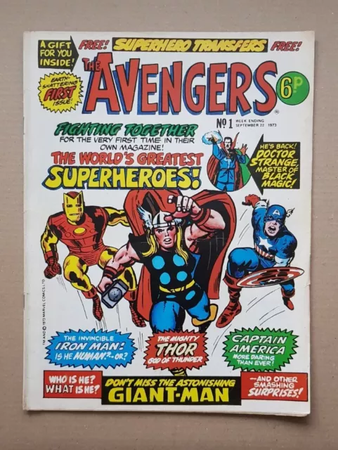 1973 UK Marvel Bronze Age key issue, THE AVENGERS issue # 1 - No Gift