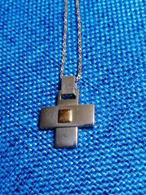 Collana Uomo Morellato  acciaio e oro 18k CIONDOLO CROCE CROSS 3