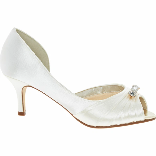 Scarpe da sposa RAINBOW CLUB bianco avorio raso gattino tacco medio punta aperta sposa 3