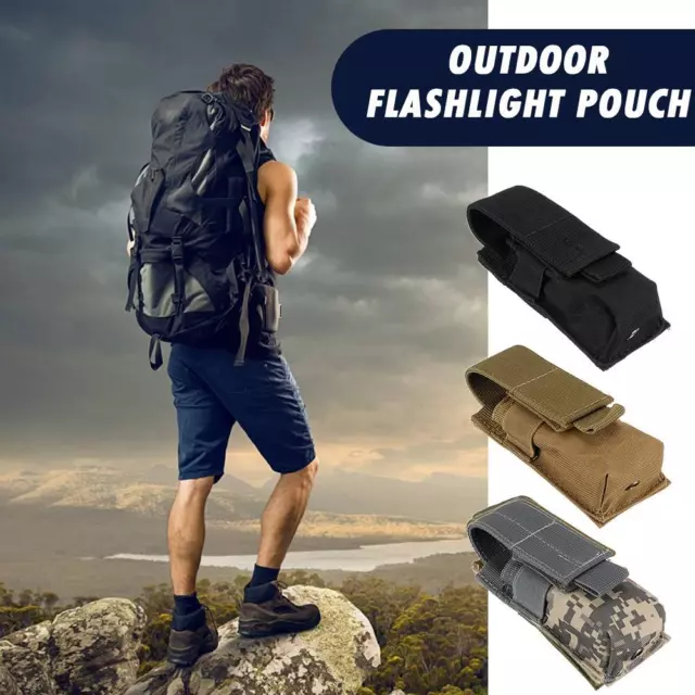 Tactical Flashlight Holder Pouch For Molle Single Mag Holster Torch Case DE