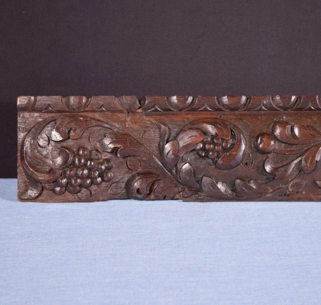 *French Antique Highly Carved Architectural Trim Panels in Solid Oak Salvage 7