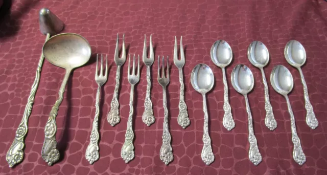 NILS JOHANES Sweden Silverplate 14 Pc Mixed Lot No Monograms                  JU