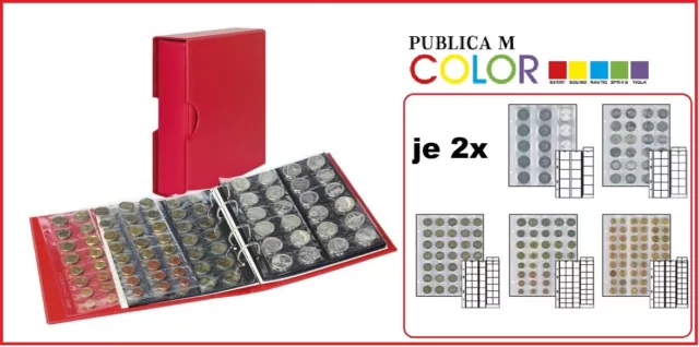 Álbum de monedas Colour Publica M Berry Rojo Estuche Lindner S3542M-1+ 10 hojas