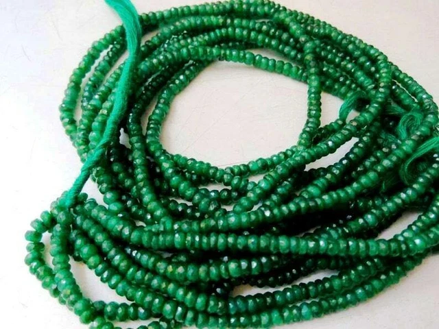 14" Strand AAA Emerald Micro Faceted Rondelle Gemstone Beads 3.5-4mm
