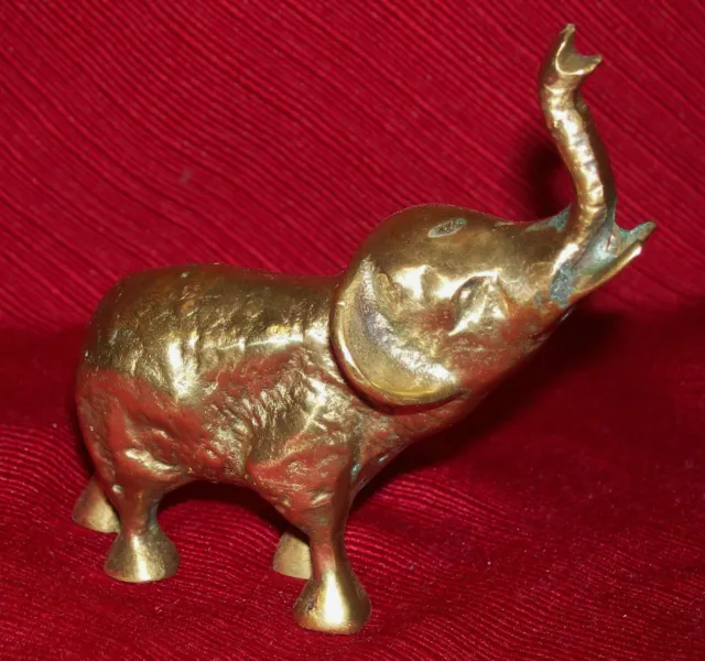 Vtg Solid Brass ELEPHANT Paperweight Figurine Nice Patina BIG AL BAMA ROLL TIDE