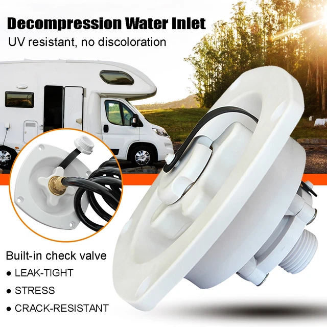 Trailer Marine White Hose Connector RV Water Fill Inlet White With Check Valve Trailer Marine White Hose Connector RV Water Fill Inlet White With Check Valve