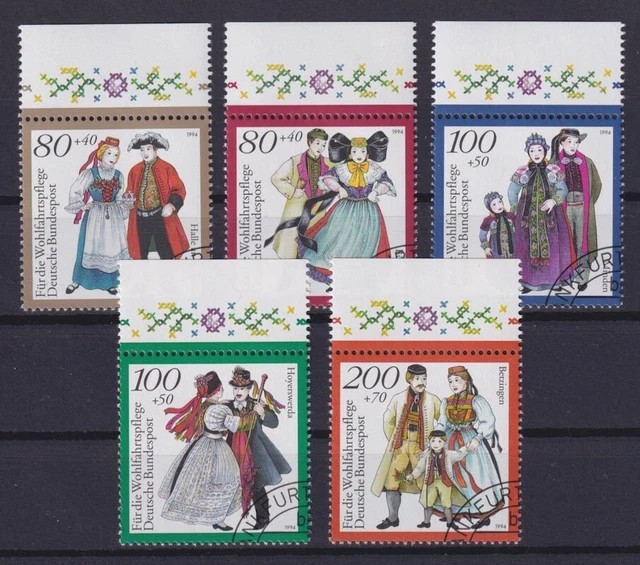 Bund 1757-1761 mit Oberrand Wohlfahrt Deutsche Trachten kompl. Satz ESST Ecke