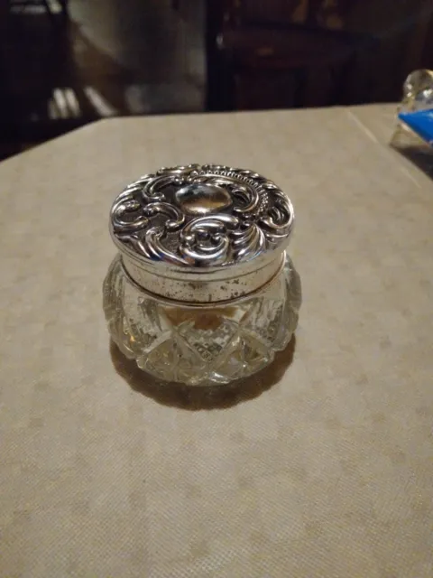 Vintage Avon Field Flowers Cream Sachet Vanity Jar Glass Empty Wide Band Lid