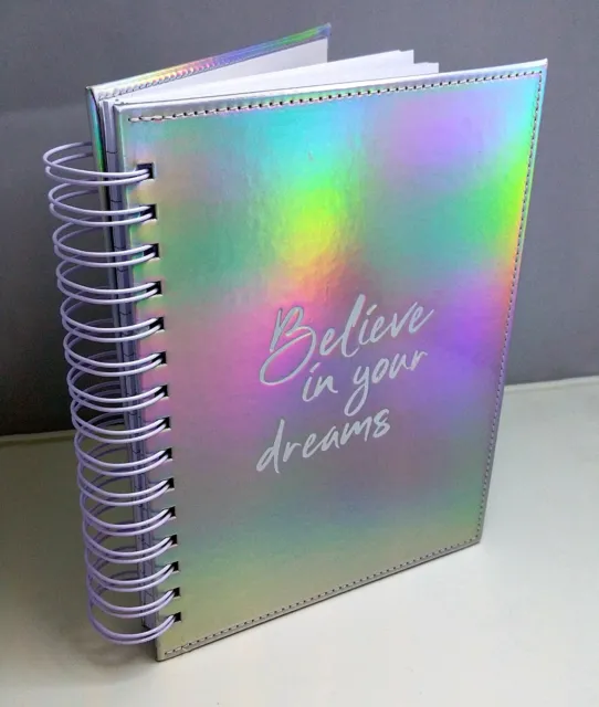 A5 Holographic Rainbow Colour notebook spiral bound binder lined ruled note book