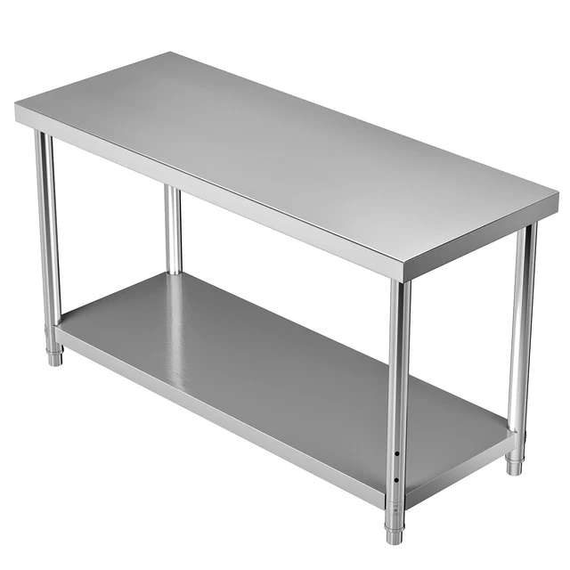VEVOR 60"X24" Stainless Steel Prep Work Table Kitchen Food Pre Table Commercial