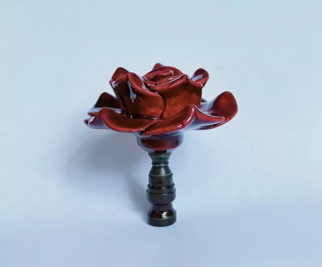 One of  Beautiful Rose Porcelain Lamp shade finials Harp Toppers - Burgundy