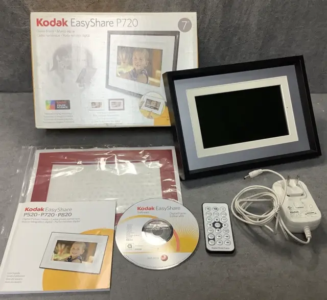 Marco de imagen digital Kodak EasyShare P720 7" - con caja, CD, control remoto y papeleo