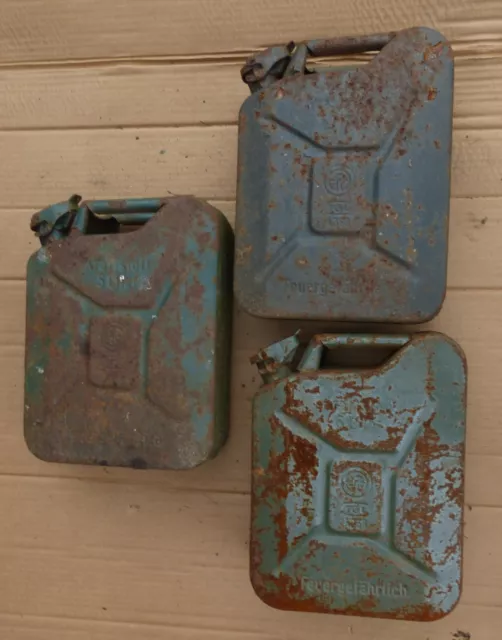 3 Stück alter Blechkanister 📦 DDR TGL5 Liter Kanister Eisen Kraftstoffbehälter