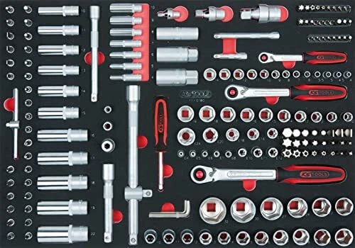 KS Tools 711.0180 Serie SCS di chiavi a bussola 1/4"+3/8"+1/2", 180 pz, (x1w)
