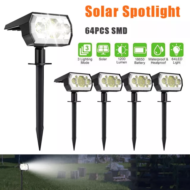 Solar Spot Lights 64 LED Garden Outdoor Pathway Lawn Fence Lamp Spotlight Light