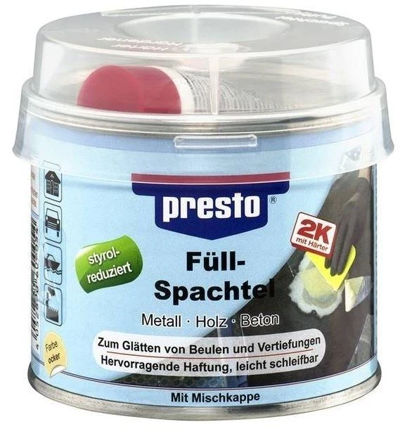 Presto Lot De 2 Mastics Fibre De Verre 250g - Vert - Avec Durcisseur - Pour Réparations Métal, Bois, Béton