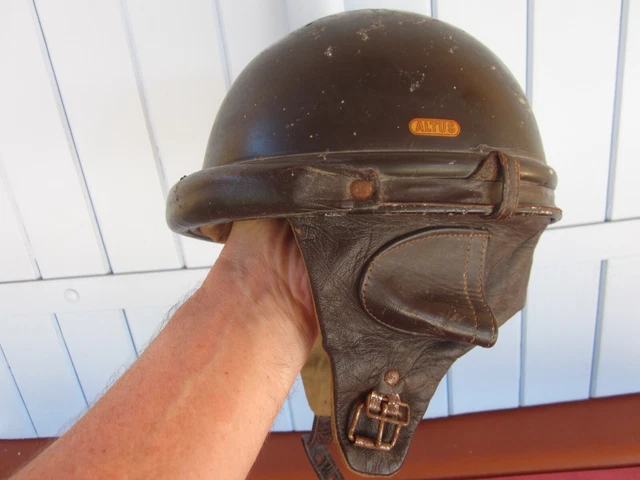 ANCIEN CASQUE BOL De Moto Altus Marron Vintage Alu Moto Solex Mobylette ancien-casque-bol-de-moto-altus-marron-vintage-alu-moto-solex-mobylette