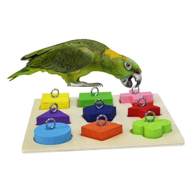 4X(Bird Intelligence Training Spielzeug Papagei Lernspielzeug Papagei Holzbloc1)