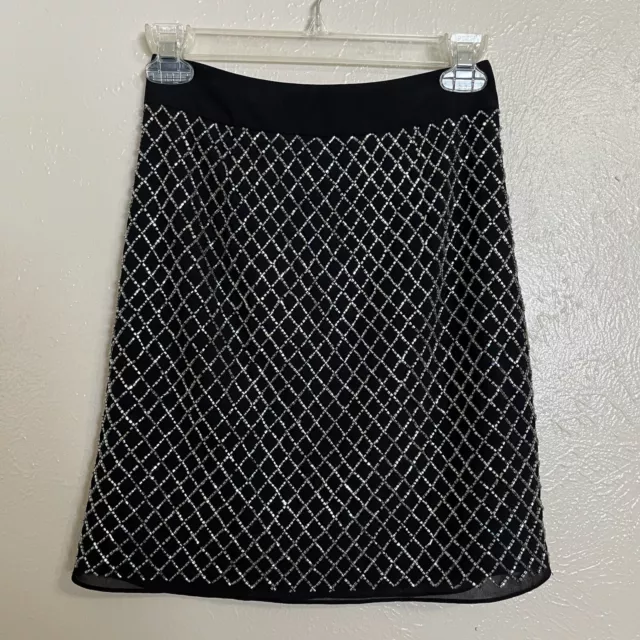 Needle & Thread Black Beaded Crystal Mini Skirt NWT Womens 2