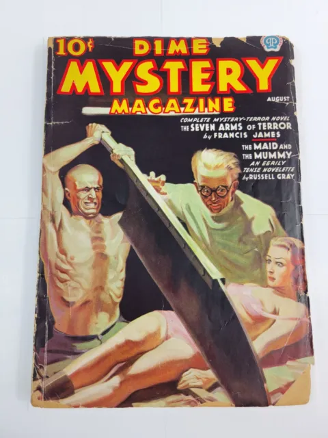 Dime Mystery Pulp Magazine August 1937 Brutal Butcher GGA Cover