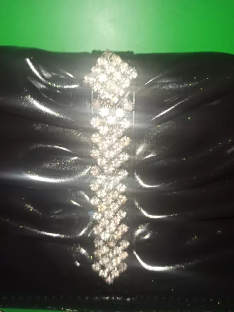 Cosmic Black Patent Leather Clutch FLADEO with Swarovski Crystal Embellishment 3