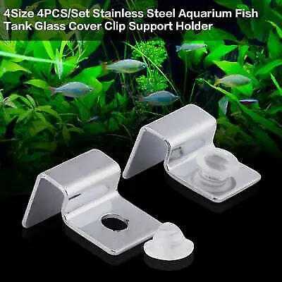 4Pcs Stainless Steel Fish Tank Glass Cover Clips - Aquarium Support Holders