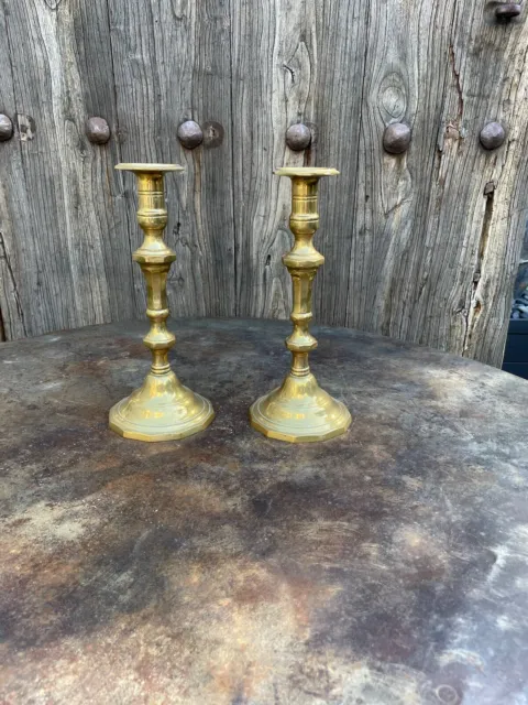 Pair of Antique French Brass Candlesticks