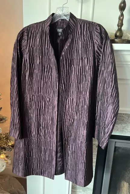 Eileen Fisher Plum Silk Blend Jacket Coat Size PP