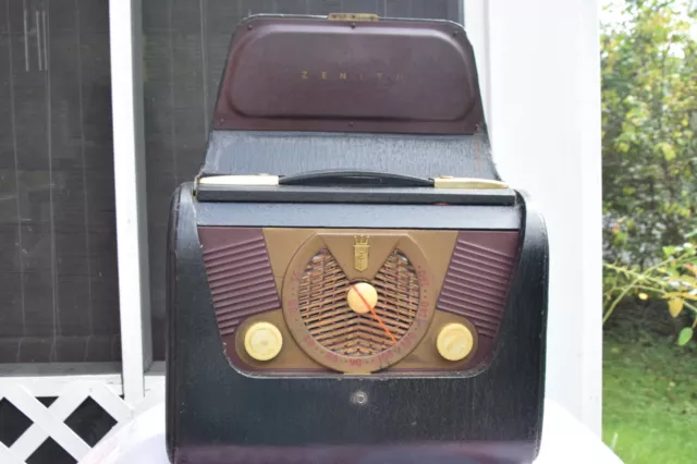 Zenith H503-Y Portable Tube Radio AM Vintage 1950's Leatherette Case