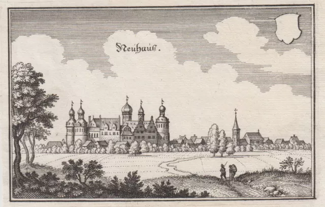 Paderborn Schloß Neuhaus Original Kupferstich Merian 1647