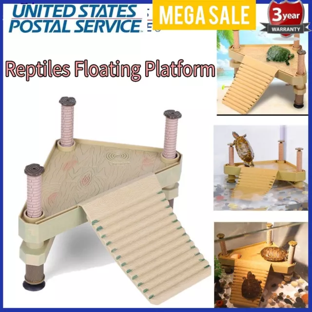 Pier Basking Platform Reptile Floating Dock Aquarium Fish Tank Decor US