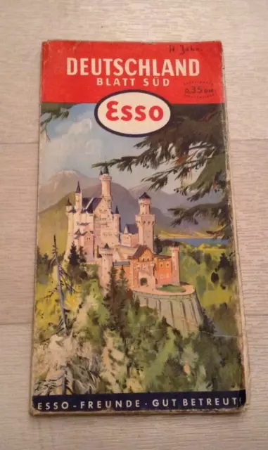 Alte Landkarte Reiseführer Wanderkarte Esso Deutschland Blatt Süd 142#