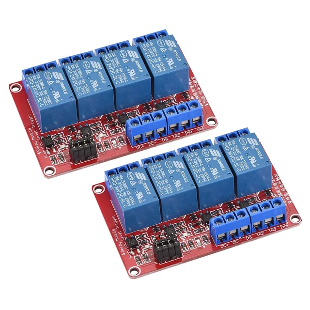 RELAY MODULE 4 Channel 24V High Low Level Trigger Module Red Relay ...