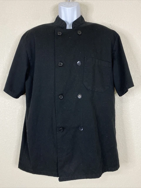 Chefuniforms On The Line Men Size M Black Chef's Shirt Short Sleeve