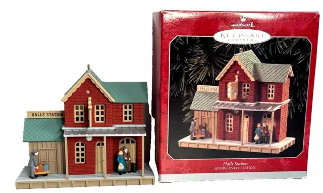 1998 Hallmark Vintage Keepsake Ornament Halls Train Station-Anniversary Edition