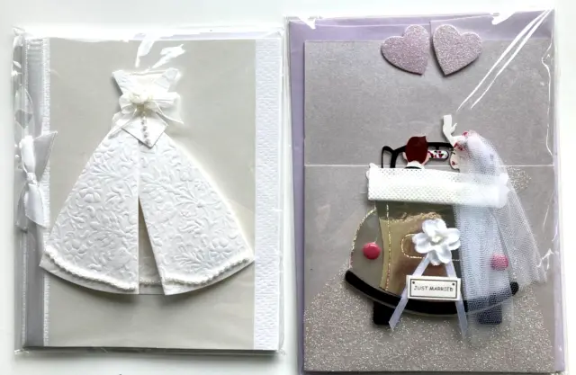 Lot of 2 Burgoyne 3-D Greeting Cards with Matching Envelopes - Wedding