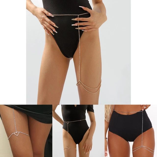 Fashionable Geometric Leg Chain With Dual Heart Claw Design Elegant Body Chain