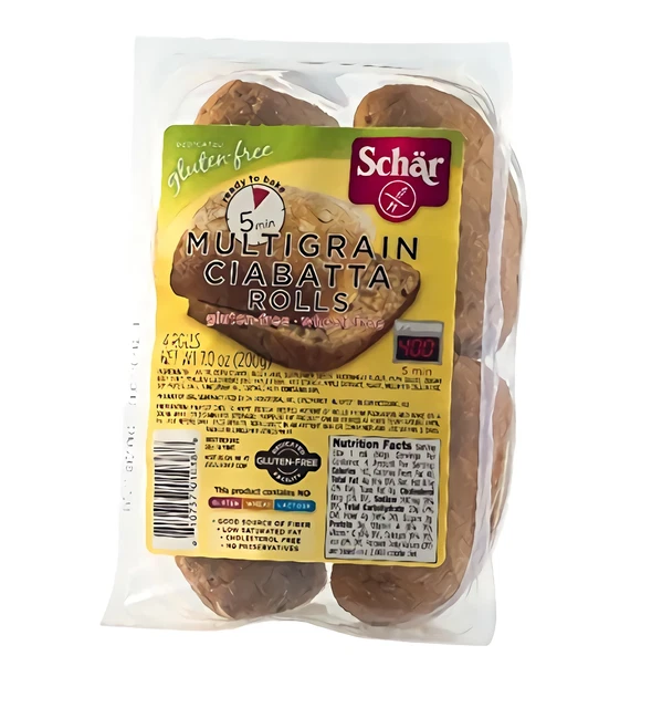 Schar sans Gluten Multigraine Ciabatta Rouleaux,4 Rouleaux,207ml (Paquet De 6)