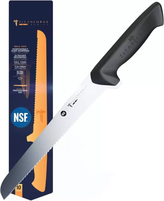 DALSTRONG Titan Forge Serrated Bread Knife, 10 Inch, 7CR17MOV High-Carbon Steel