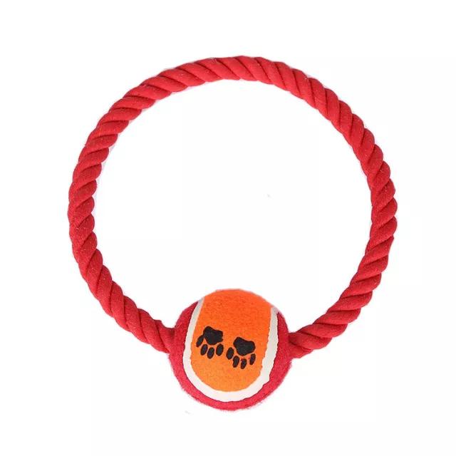 Pets Dog Toys Cotton Braided Rope Tennis Ball Chew Bite Cat Playing Interactive 3